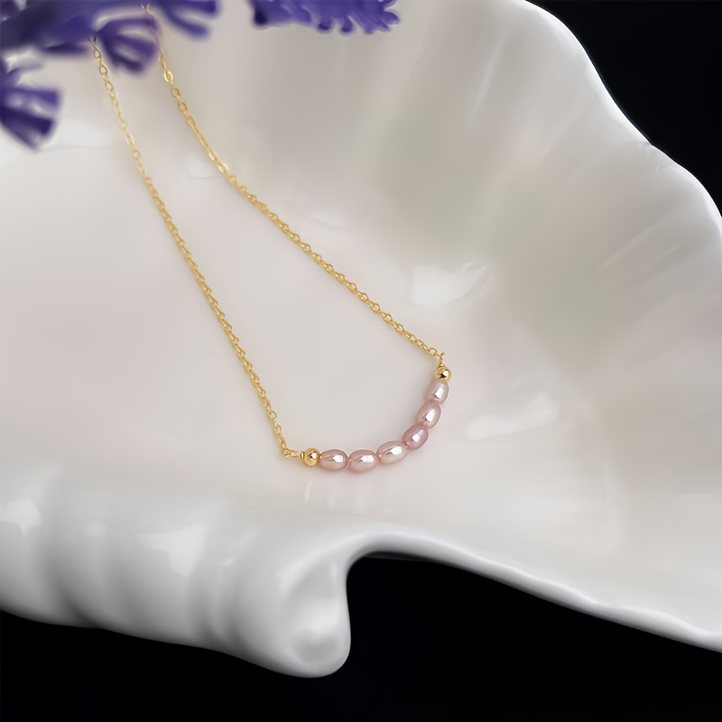 Dainty White or Pink-Peach Freshwater Rice-Shaped Necklace